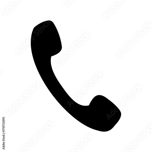 Classic Telephone Handset Silhouette Isolated on White, Representing Communication