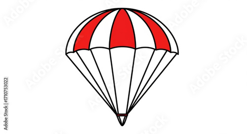 Explore parachute design for skydiving and aerial sports with red and white color scheme vector illustration