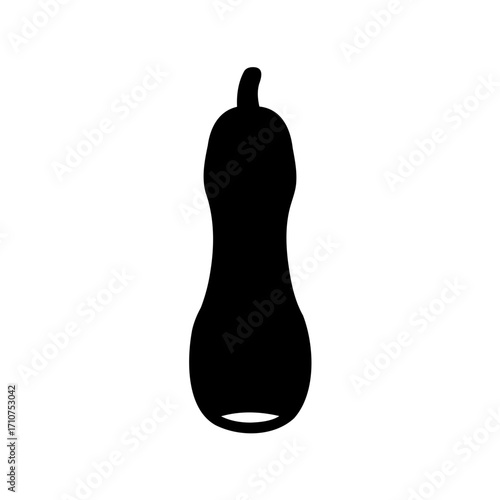 Silhouette of a ripe and ready butternut squash on a white background
