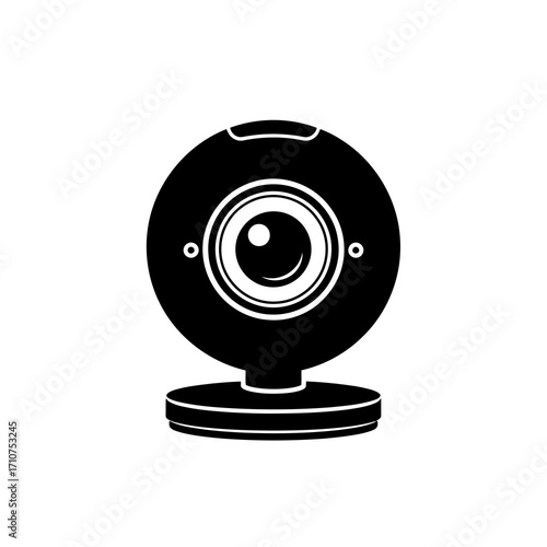 Black webcam silhouette isolated on white background