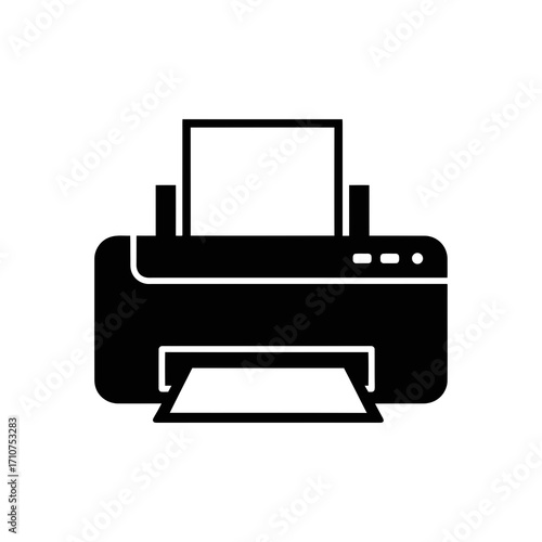 Black printer silhouette isolated on white background