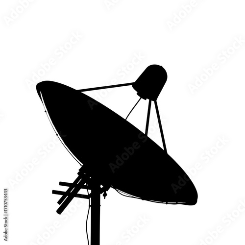 Satellite dish silhouette isolated on white background