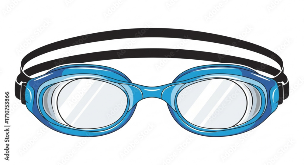 Fototapeta premium Blue swimming goggles for adults and kids adjustable swim eyewear clear lens pool gear water sports equipment