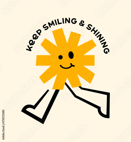 Vintage Keep Smiling & Shining Illustration