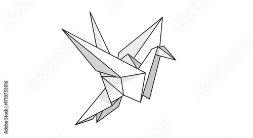 Origami crane vector illustration for diy paper craft projects and graphic design projects with origami art