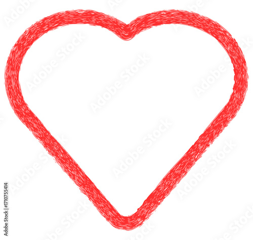 A hand-drawn red outline of a heart on a transparent background, perfect for adding a touch of romance or love to your designs.