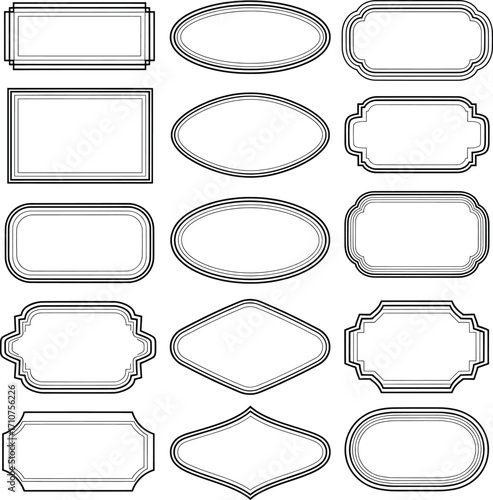 Ornate Label Frame Set – Black and White Decorative Vector Templates