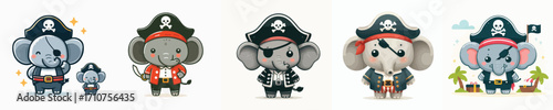 cute elephant vector in pirate costume