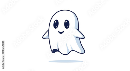 Cute cartoon ghost illustration for halloween designs and spooky season projects vector graphic design element