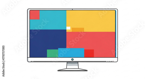 Modern computer monitor display with colorful geometric shapes vector illustration design art graphic