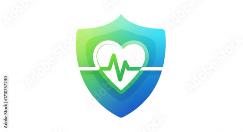 Healthcare protection logo design with heart and shield for health insurance and medical services concept