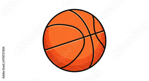 Orange basketball illustration for sports games and athletic training equipment with black lines design