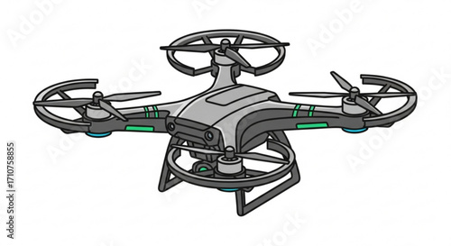 Drone illustration for aerial photography, surveillance, and delivery service in cartoon style vector