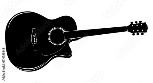 Acoustic guitar silhouette, perfect for music lovers, musicians, and designers seeking a classic musical element