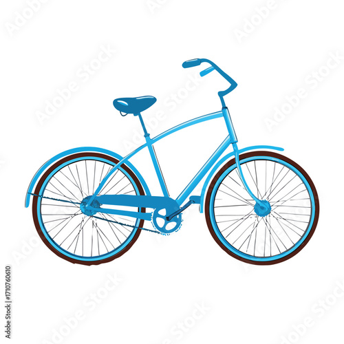 Blue cruiser bicycle with brown tires wheels