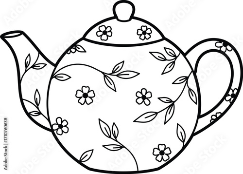 Classic ceramic tea pot illustration isolated on white background
