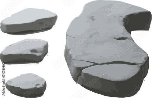 black stones isolated on white background