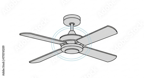 A sleek ceiling fan illustration, perfect for home decor and interior design projects