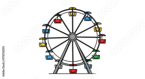 Colorful ferris wheel with multiple gondolas, a classic amusement park ride that offers panoramic views of the surroundings