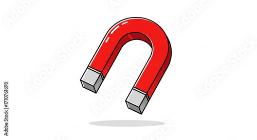 Illustration of a red horseshoe magnet, representing attraction, magnetism, and the power of drawing things together