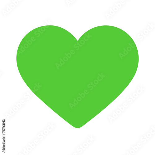 Colored vector icon of a green heart, symbolizing love, ecology, nature, and environmental care. Isolated on a transparent background