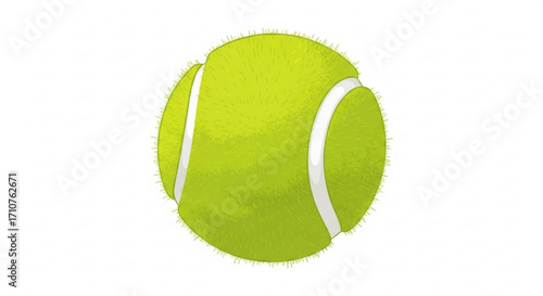 A vibrant tennis ball, showcasing its fuzzy texture and iconic design, perfect for sports and recreation themes