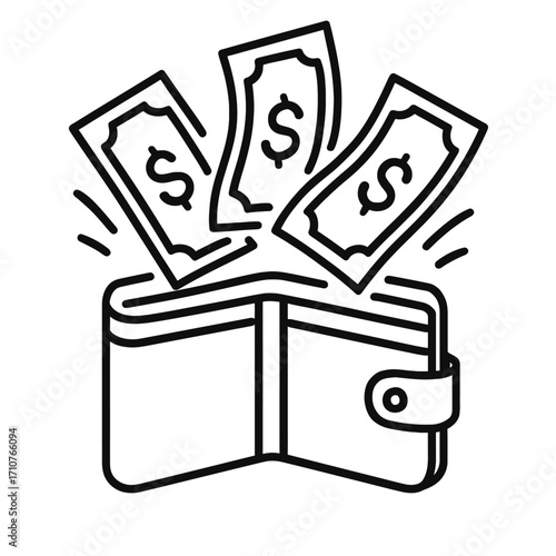 Money Flying Out of a Wallet - Spending and Wealth Symbol
