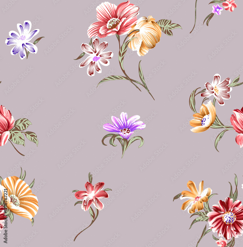 Obraz premium Enchanting floral tapestry evoking a serene spring garden filled with delicate blooms in a