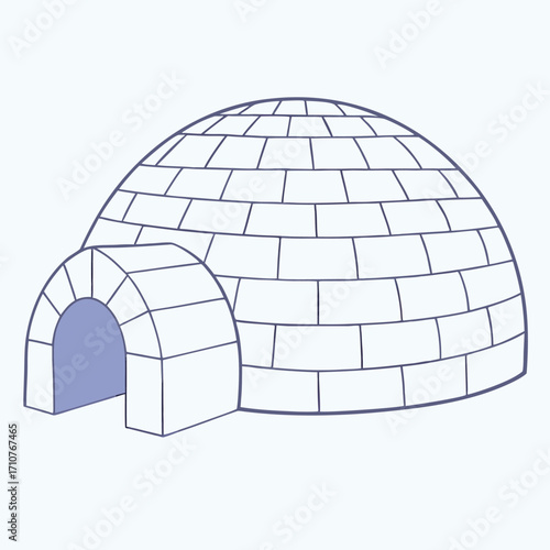 Dome shaped dwelling with arched entrance igloo snow