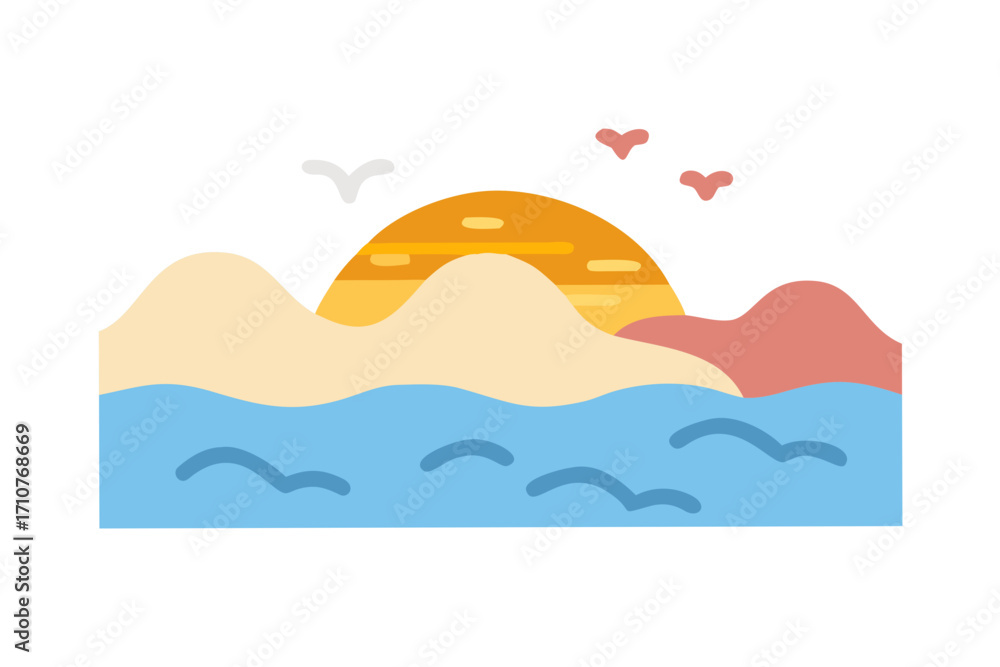 Naklejka premium vector illustration of a tropical beach