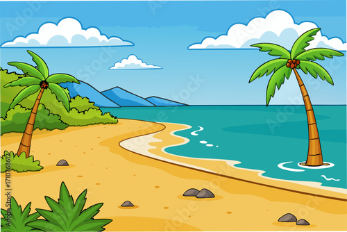 tropical beach with palms