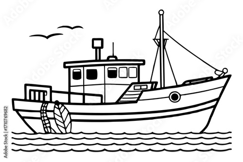 fishing boat vector illustration