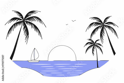 tropical island with palm trees