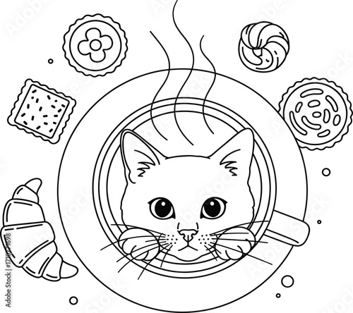 Cat and Cozy Teacup Scene