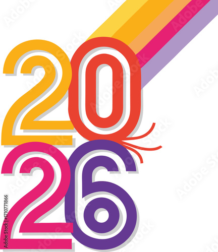 Colorful numbers twenty six with rainbow stripes vector