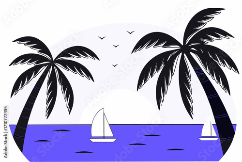vector illustration of a tropical island