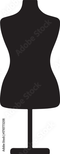 Silhouette vector of dress form mannequin for sewing, tailoring, fashion design, craft, and garment project