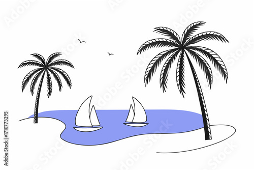 vector illustration of a tropical island
