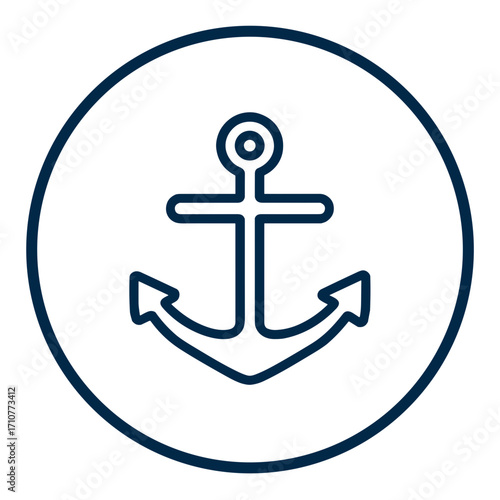 Anchor icon in minimalist navy outline on white background