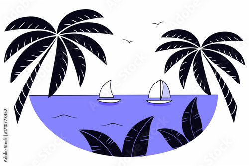 vector illustration of a tropical island