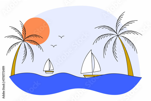 vector illustration of a tropical island