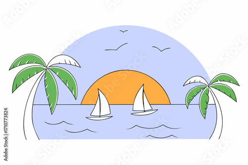tropical island with palm trees