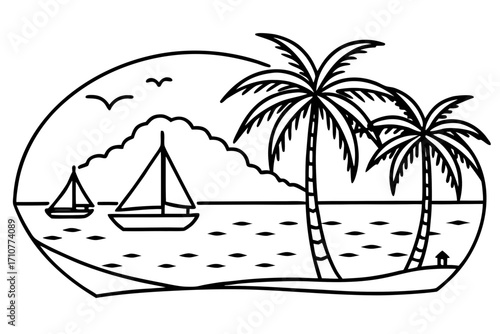 tropical island with palm trees
