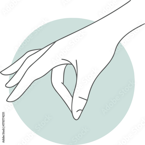 Minimalist line art of a hand with fingers pinched gesture