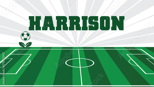 HARRISON Drawings Of City Names, USA Soccer green field, Vector Illustration Abstract Editable image, Social Media and web Post