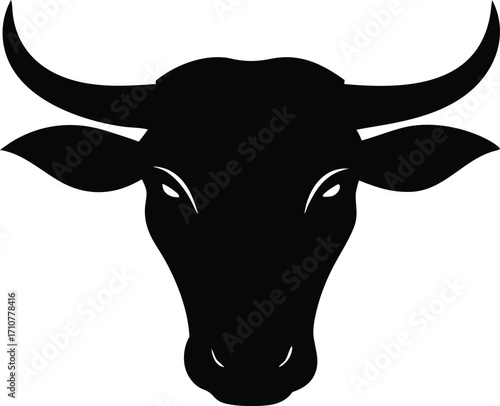 farm life bull with horns silhouette vector design
