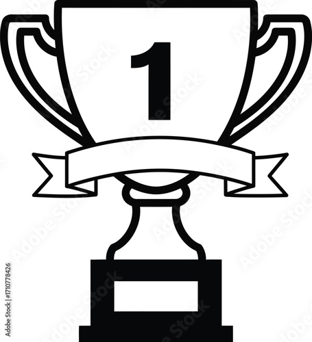 Scalable vector illustration of a first place trophy icon perfect for champion recognition and awards