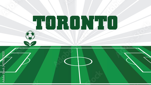 TORONTO Drawings Of City Names, USA Soccer green field, Vector Illustration Abstract Editable image, Social Media and web Post