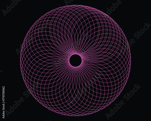 Abstract Pink Geometric Circle Pattern on Black Background