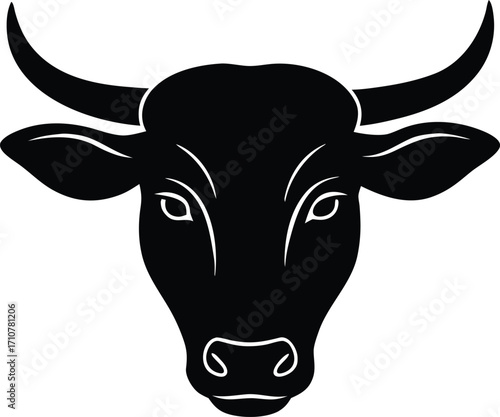 majestic horned cow head farm animal vector illustration
